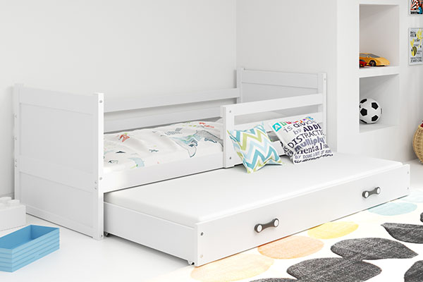 RICO 90X200 kihúzható ifjúsági ágy fiókkal, fehér színben