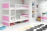 Ifjúsági emeletes ágy RICO 90X200, fehér/rózsaszín