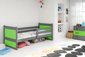 Ifjúsági egyszemélyes ágy RICO 90X200 matraccal, grafit/zöld
