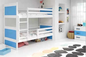 TINI EMELETES ÁGY RICO FEHÉR KERET KÉK PANELEK FIÓK NÉLKÜL 90 X 190