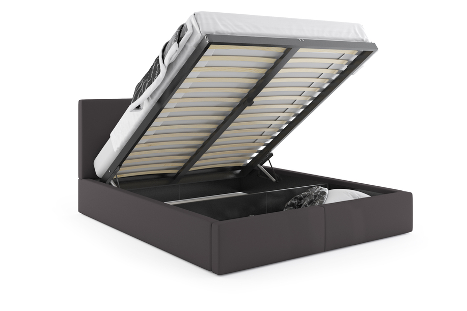 HILTON 180X200 kárpitozott hálószobaágy matraccal és tárolóval, grafit színű