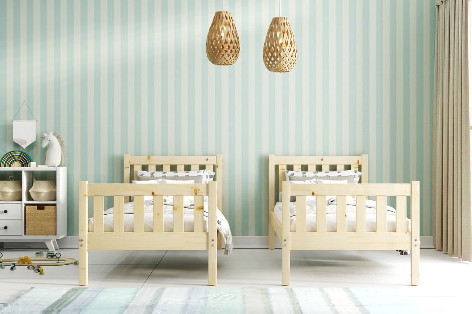 Junior emeletes ágy KACPER 90X190 matraccal és fiókkal, borovi fenyőfa/fehér