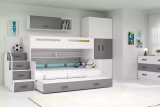 Háromszemélyes ifjúsági ágy MAX 3 120X200 matraccal és fiókkal, grafit