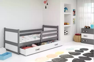 Rico egyszemélyes tiniágy 90x190 fiókkal, szürke/fehér