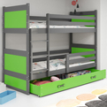 Ifjúsági emeletes ágy RICO 90X200 fiókkal, grafit/zöld