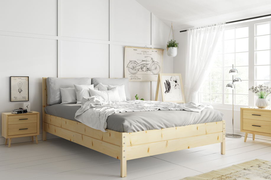 Fából készült ágy 180x200 - kontinentális fenyőfa, emelőkerettel