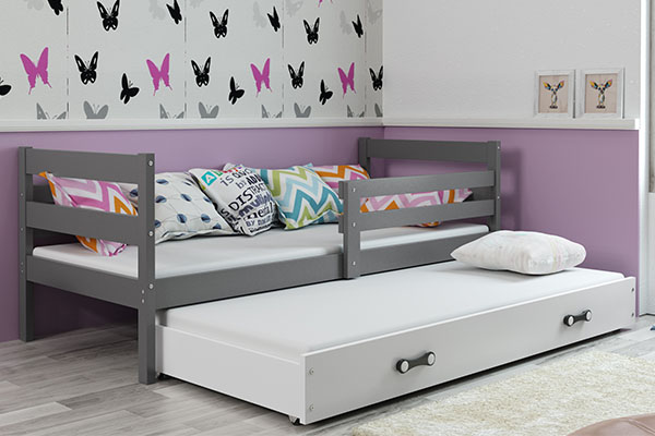 ERYK 80X190 kihúzható ifjúsági ágy fiókkal, grafit/fehér