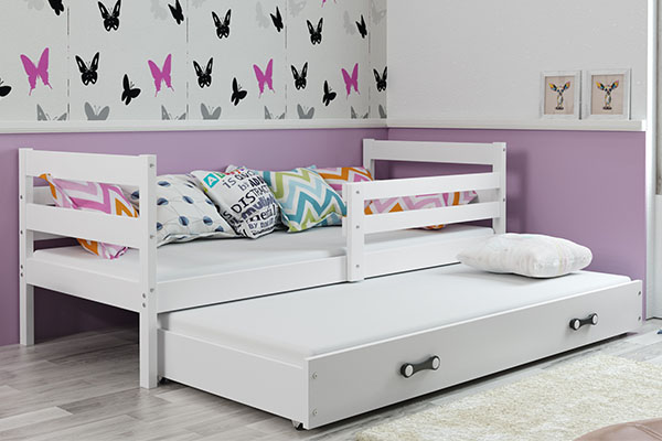 Kihúzható ifjúsági ágy ERYK 80X190 fiókkal, fehér színben