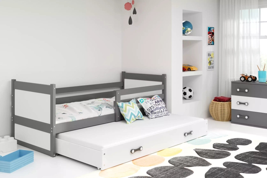 RICO 90X200 kihúzható ifjúsági ágy fiókkal, grafit/fehér