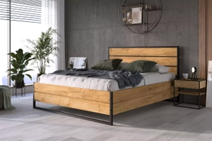 LOFT hálószoba ágy 160X200 tárolóval, tölgyfából készült