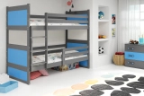 Ifjúsági emeletes ágy RICO 90X200 matraccal, grafit/kék