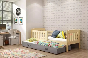 Kihúzható ifjúsági ágy KUBUŚ 90X190 fiókkal, fenyő/grafit