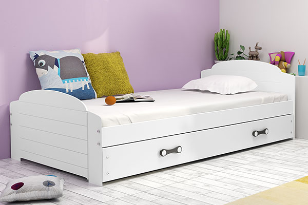 Ifjúsági egyszemélyes ágy LILI 90X200 fiókkal, fehér színben