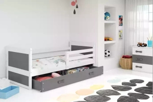 Rico egyszemélyes tiniágy 90x190, fiókkal, fehér/szürke