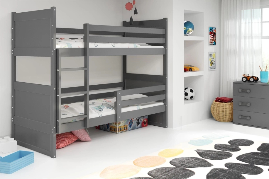 Rico emeletes ágy 90x190, matraccal, szürke