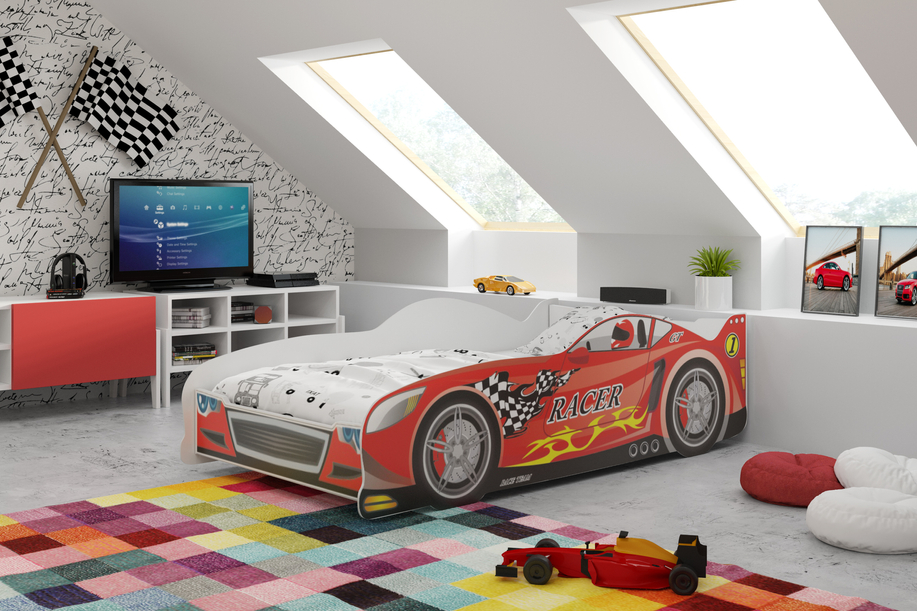 Cars egyszemélyes ágy 80X160 matraccal, piros