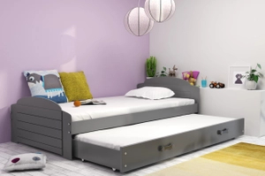 LILI 90X200 kihúzható ifjúsági ágy matraccal és fiókkal, grafit színű