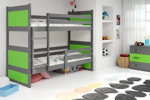 Ifjúsági emeletes ágy RICO 90X200 matraccal, grafit/zöld