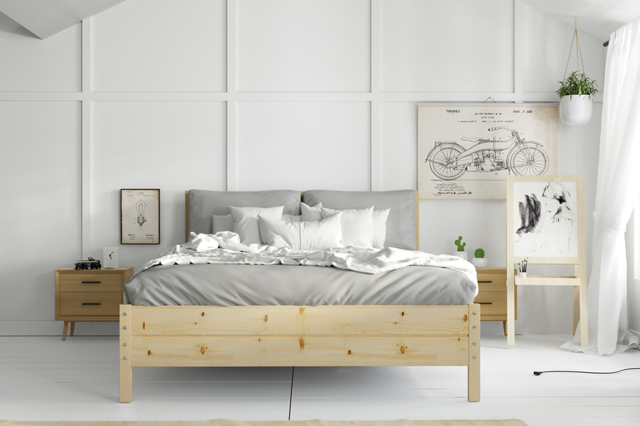 Fából készült ágy 160x200 - kontinentális fenyőfa, emelőkerettel