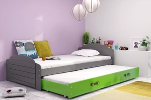 LILI 90X200 kihúzható ifjúsági ágy fiókkal, grafit/zöld