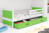 RICO ifjúsági egyszemélyes ágy 80X190 matraccal és fiókkal, fehér/zöld