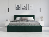 HILTON 140X200 kárpitozott hálószoba ágy, zöld, tárolódobozzal