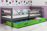 Ifjúsági egyszemélyes ágy ERYK 90X200 matraccal és fiókkal, grafit/zöld