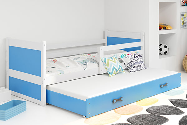 RICO 80X190 kihúzható ifjúsági ágy fiókkal, fehér/kék