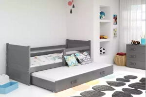 Rico tini franciaágy 90x190 fiókkal, szürke, szürke