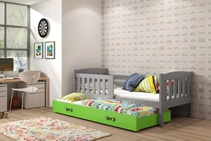 KUBUŚ 90X200 kihúzható ifjúsági ágy fiókkal, grafit/zöld