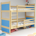 Ifjúsági emeletes ágy RICO 90X200 matraccal, fenyő/kék