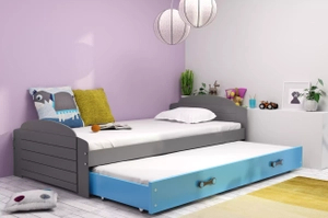 LILI 90X200 kihúzható ifjúsági ágy fiókkal, grafit/kék