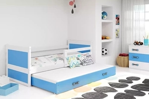 RICO 80X190 kihúzható ifjúsági ágy fiókkal, fehér/kék