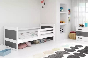 Rico egyszemélyes tini ágy 90x190 matraccal, fehér/szürke