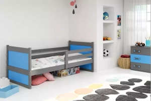 Rico egyszemélyes tini ágy 90x190 matraccal, szürke/kék