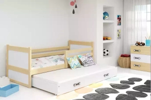 Rico tini franciaágy 90x190 fiókkal, fenyőfa/fehér