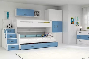 Ifjúsági emeletes ágy MAX 3 120X200 matraccal és fiókkal, kék színű