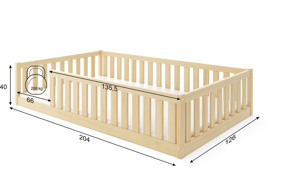 Gyermek egyemeletes ágy 120x200 - Bella Sima fenyőfa