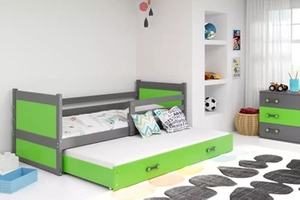 RICO 90X200 kihúzható ifjúsági ágy fiókkal, grafit/zöld
