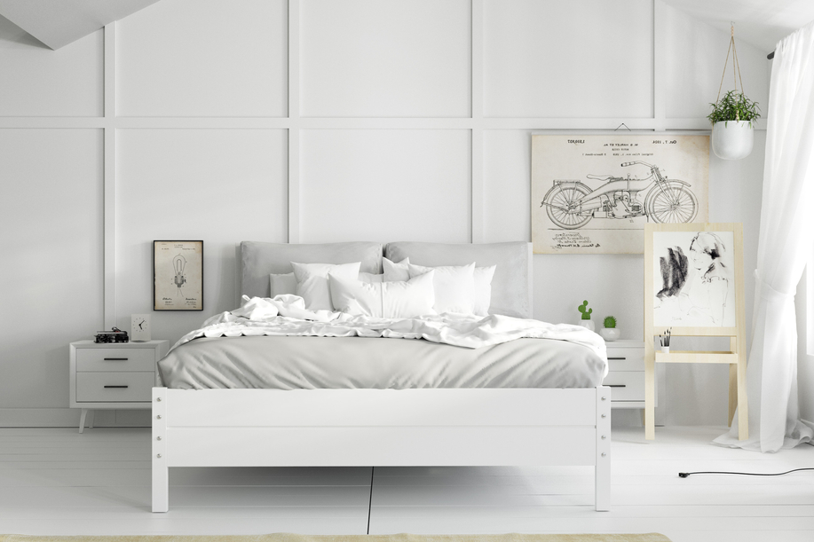 Hálószoba ágy 140x200 - Continental fehér emelőkerettel