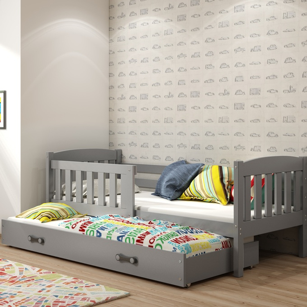 Jacquot 90x190 tini franciaágy fiókkal, szürke színben