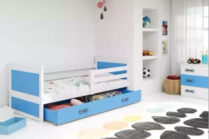Rico egyszemélyes tini ágy 90x190 fiókkal, fehér/kék