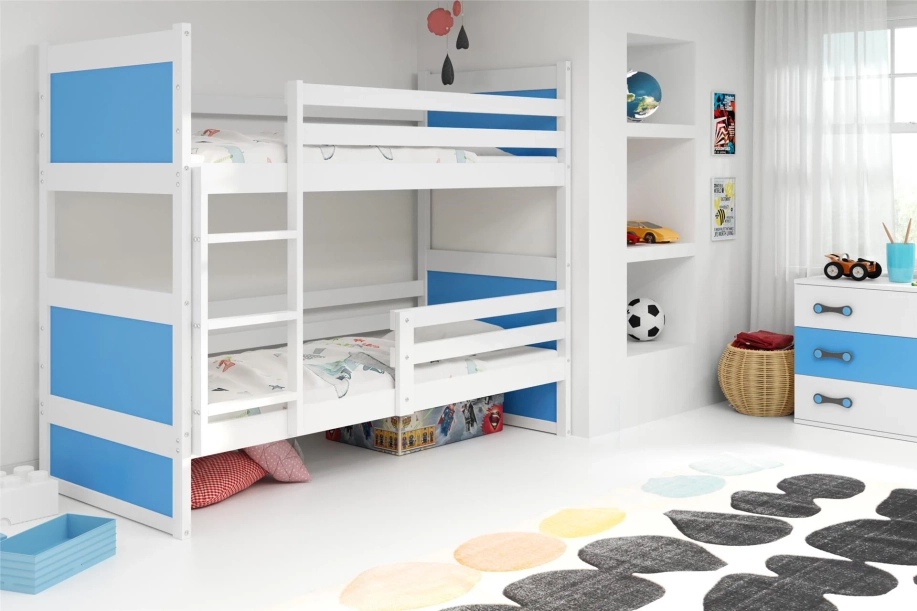 TINI EMELETES ÁGY RICO FEHÉR KERET KÉK PANELEK FIÓK NÉLKÜL 90 X 190