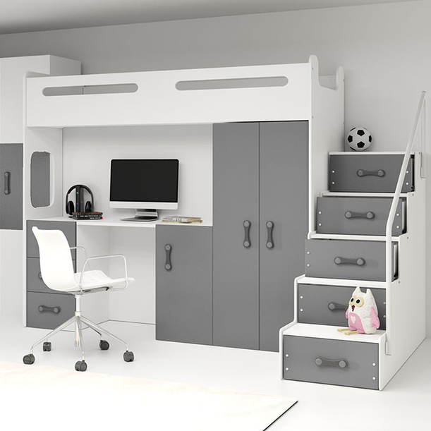 MAX 4 80X200 egyszemélyes ifjúsági ágy matraccal és íróasztallal, grafit színű