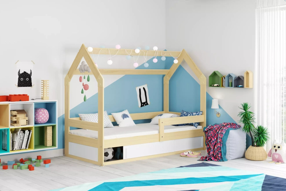 HOPE 80X160 egyszemélyes gyerekágy matraccal és tárolóval, fenyőfa