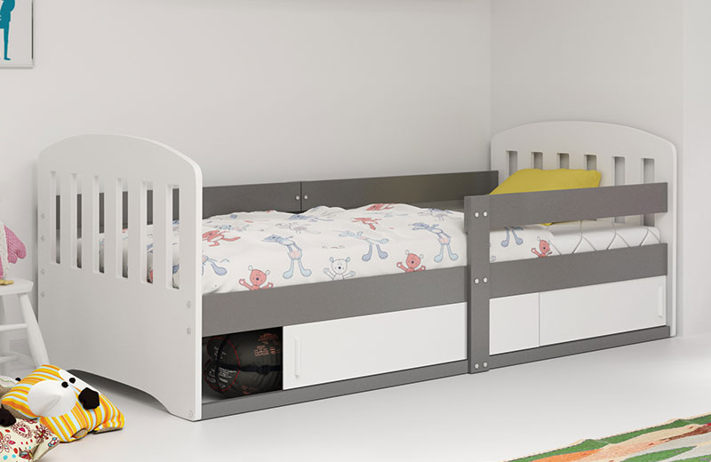 Gyermek egyszemélyes ágy CLASSIC 80X160 tárolórekesszel, grafit színű