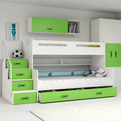 Ifjúsági emeletes ágy MAX 3 120X200 fiókkal, zöld színű