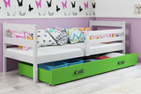Ifjúsági egyszemélyes ágy ERYK 90X200 matraccal és fiókkal, fehér/zöld