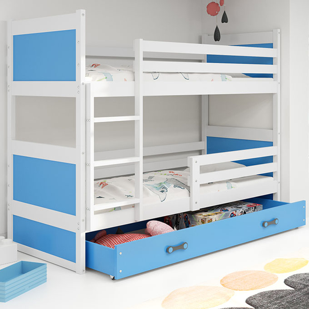 Ifjúsági emeletes ágy RICO 90X200 fiókkal, fehér/kék