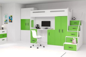 MAX 4 80X200 egyszemélyes ifjúsági ágy matraccal és íróasztallal, zöld színű